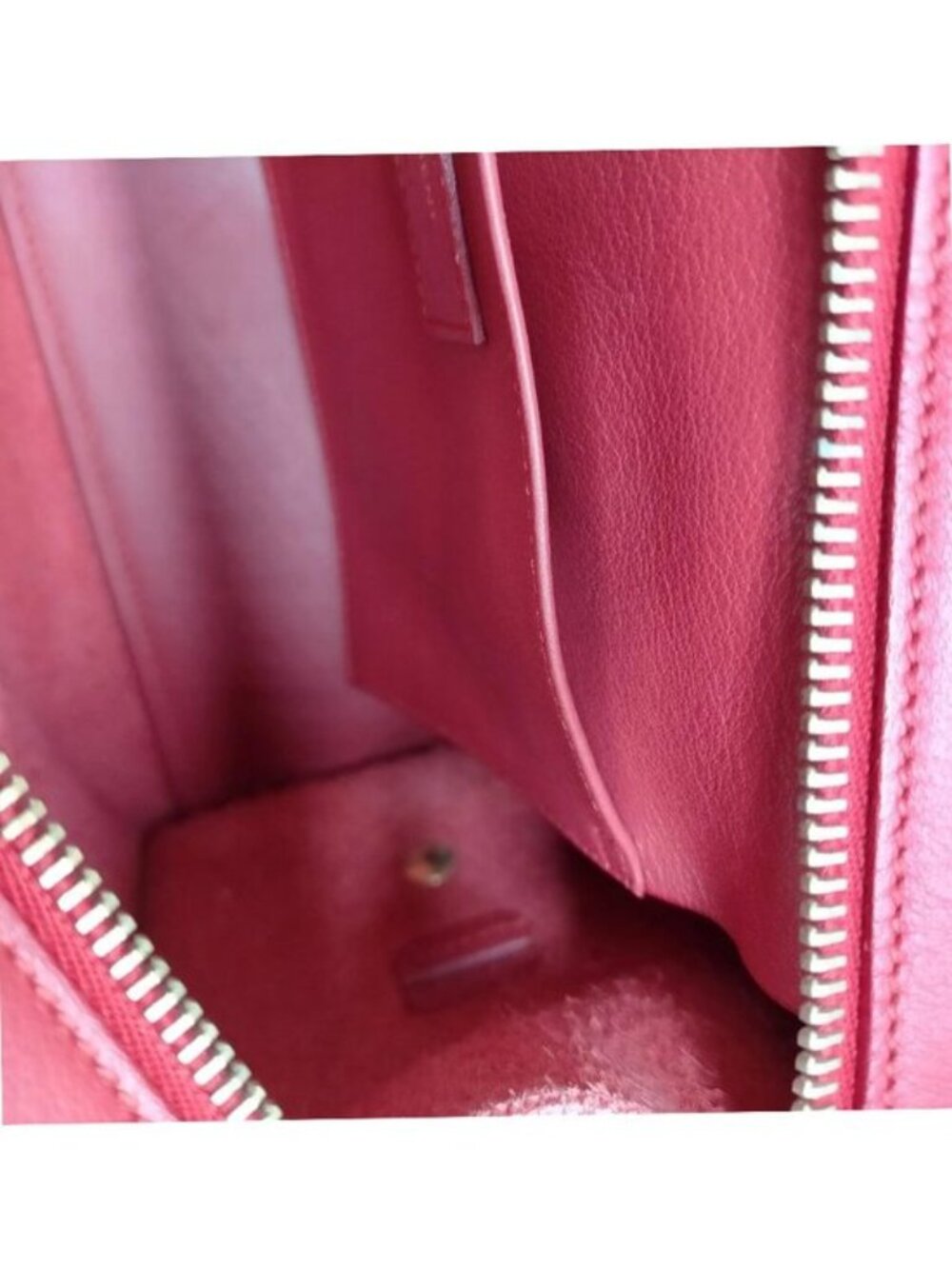 Authentic Saint Laurent Cabas ChYc Red Leather Satchel Crossbody Bag - Picture 12 of 16